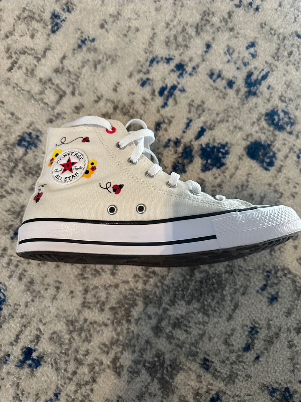 Converse White High-Top Sneakers with Red Ladybug & Yellow Floral Accents - Picture 2 of 7